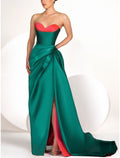 Sheath Sweetheart Satin Sleeveless High Slit Evening Gown - Chloe Dress