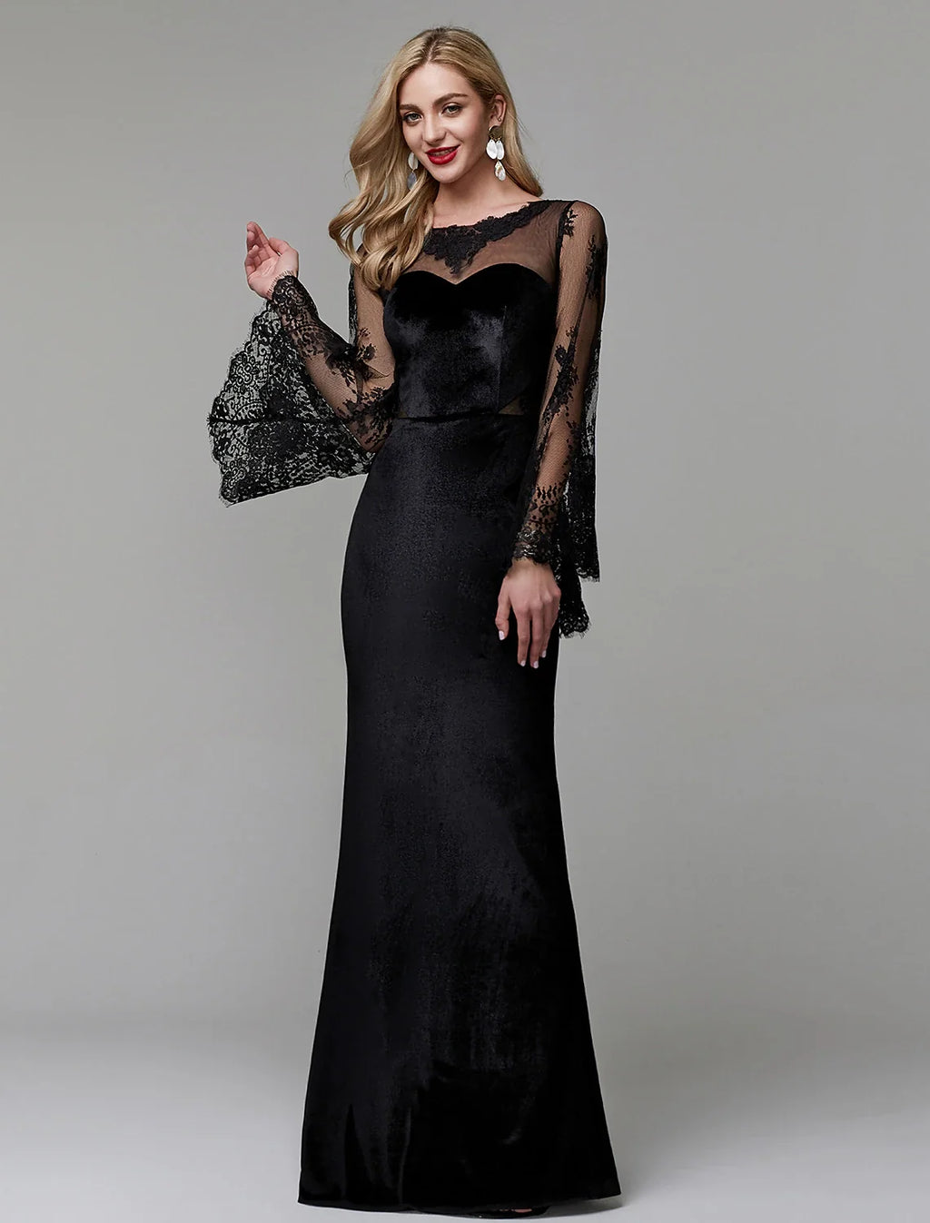 Sheath Illusion Lace Long Sleeve Floor-Length Wedding Dress - Chloe Dress