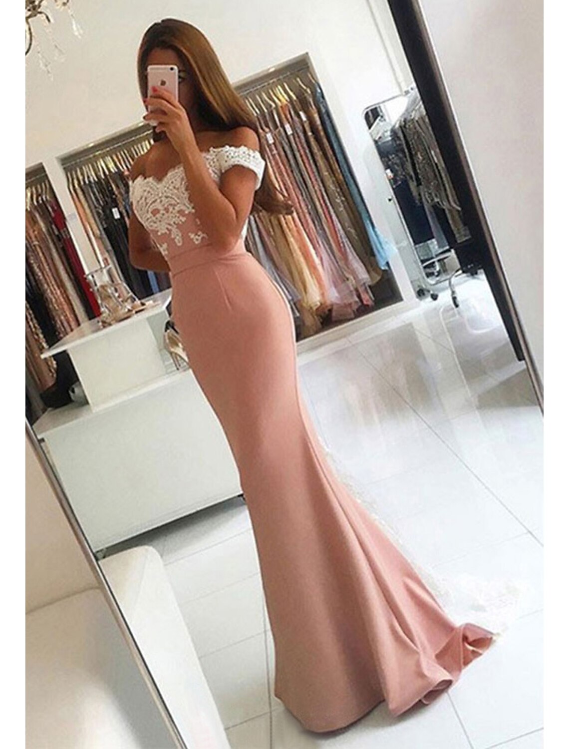 Mermaid V-Neck Satin Train Prom Dress - Chloe Dress