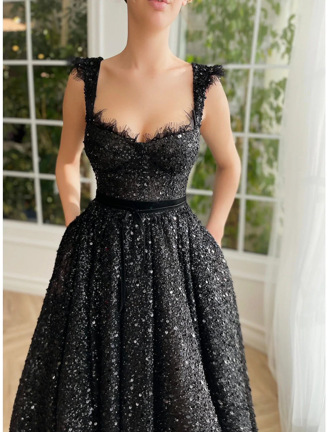 Black A-Line Strapless Lace Sleeveless Ankle-Length Prom Dress - Chloe Dress