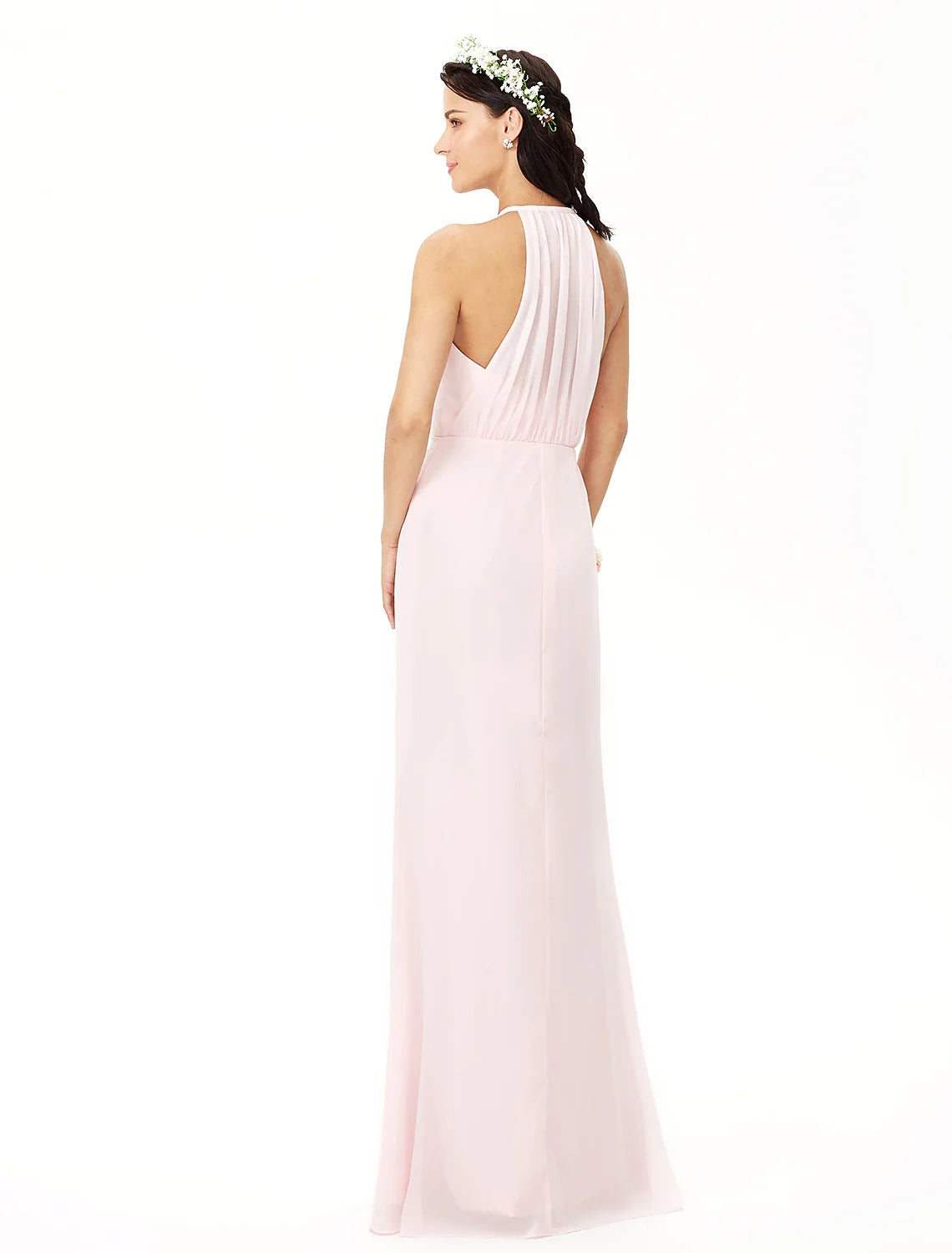 Sheath Chiffon Sleeveless Pleated Floor-Length Wedding Dress - Chloe Dress