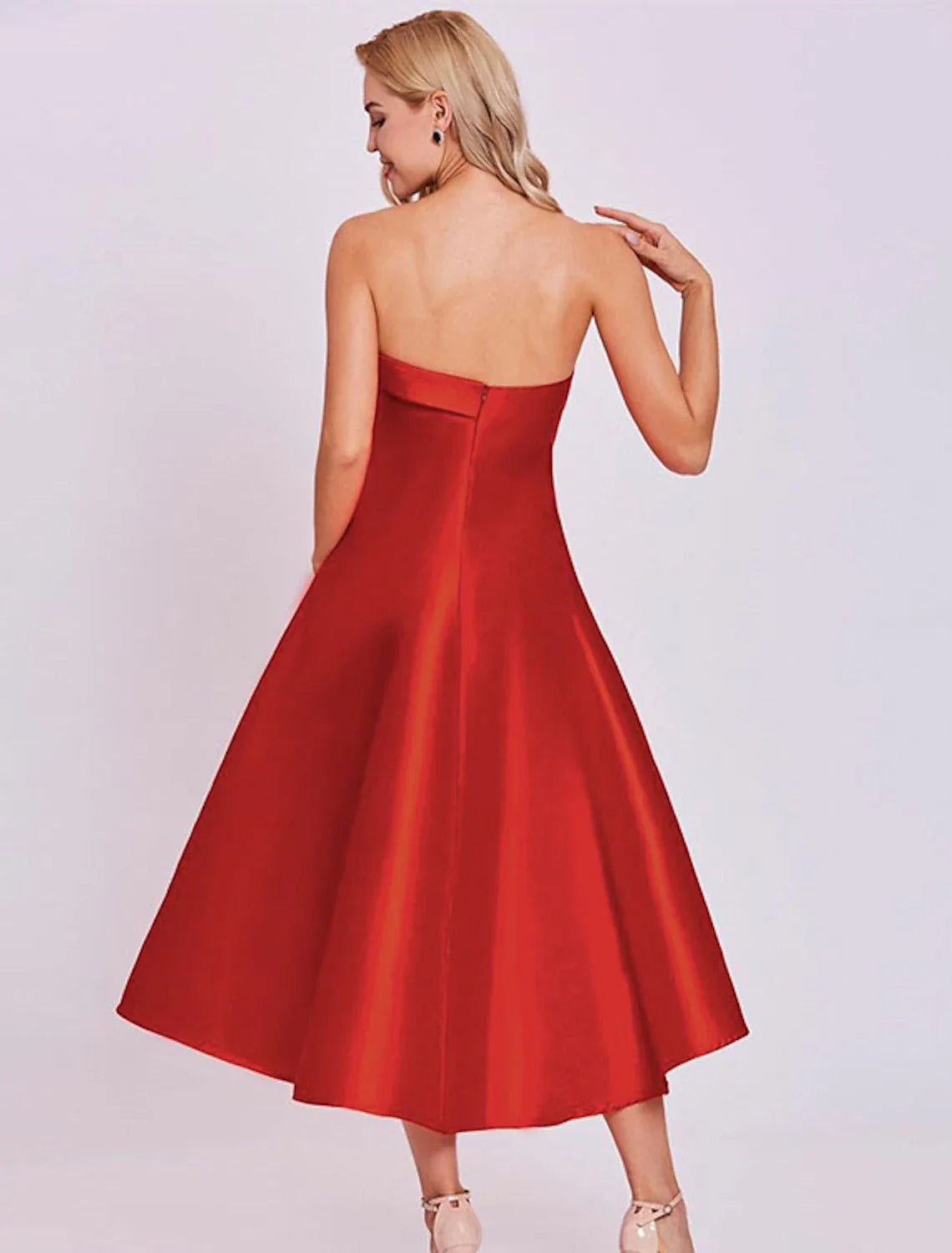 A-Line Strapless Satin Sleeveless Mini Wedding Dress - Chloe Dress