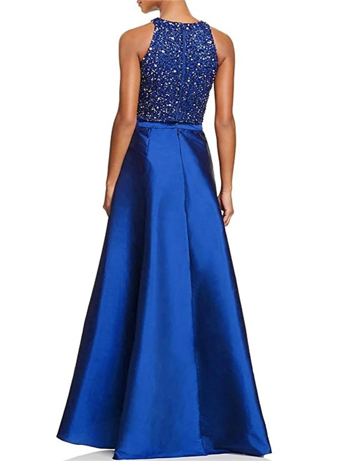 Black A-Line Satin Sleeveless Asymmetric Wedding Dress - Chloe Dress