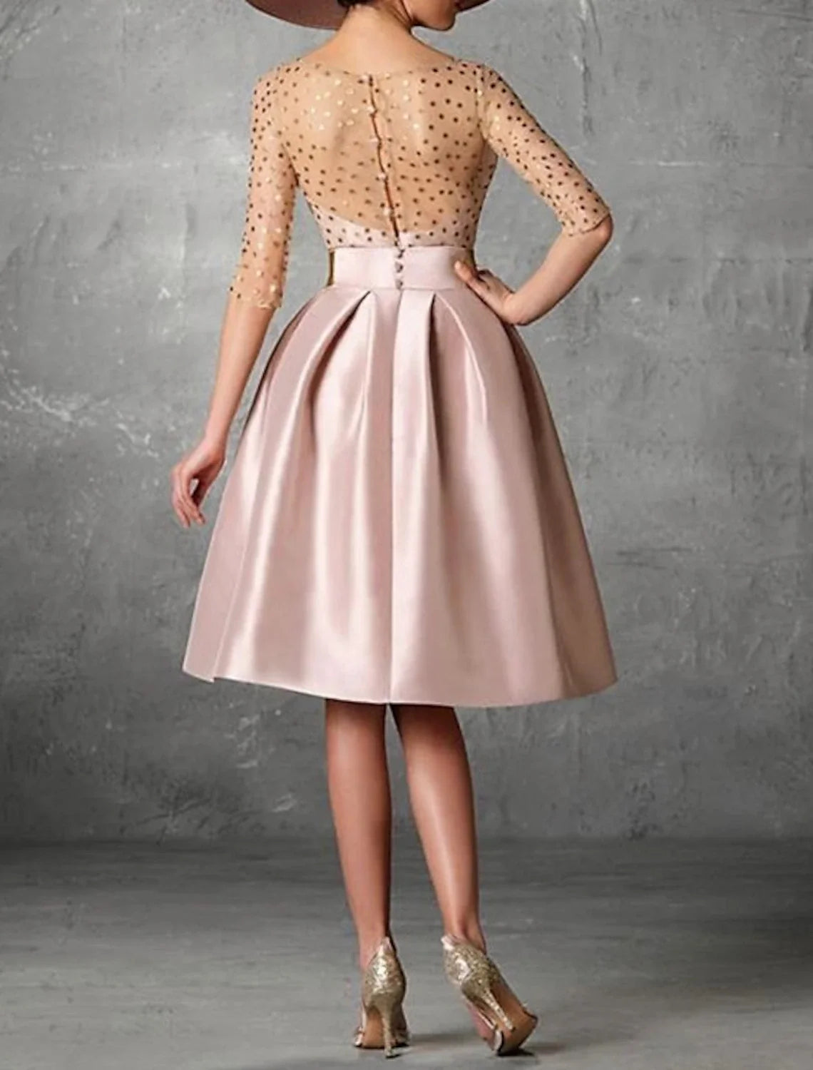 A-Line Satin Button Back Knee-Length Wedding Dress - Chloe Dress