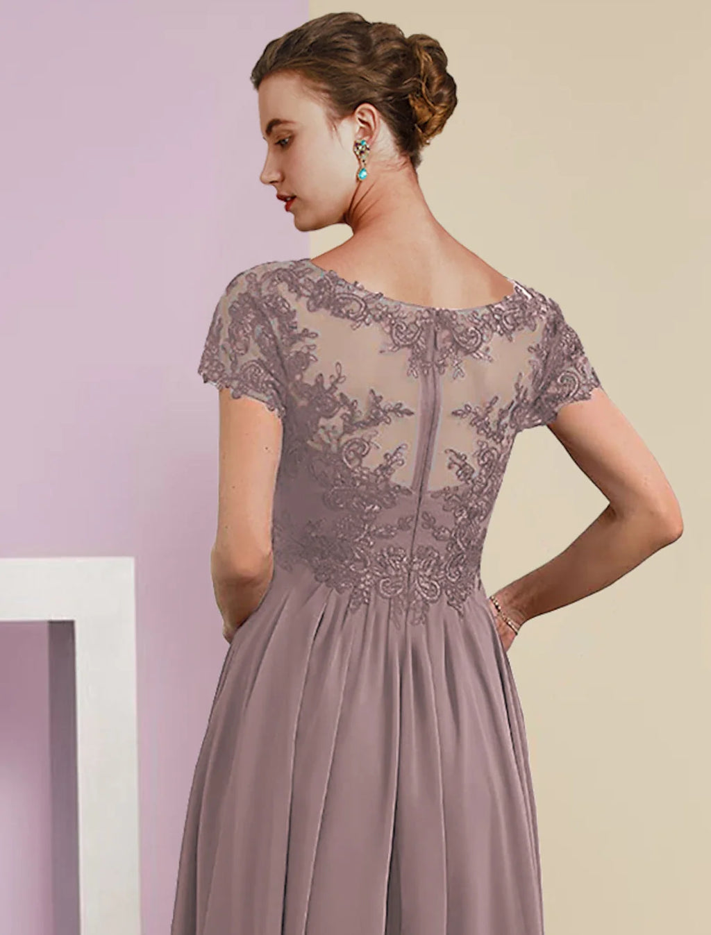 A-Line V-Neck Chiffon Short Sleeve Pleated Mini Wedding Dress - Chloe Dress