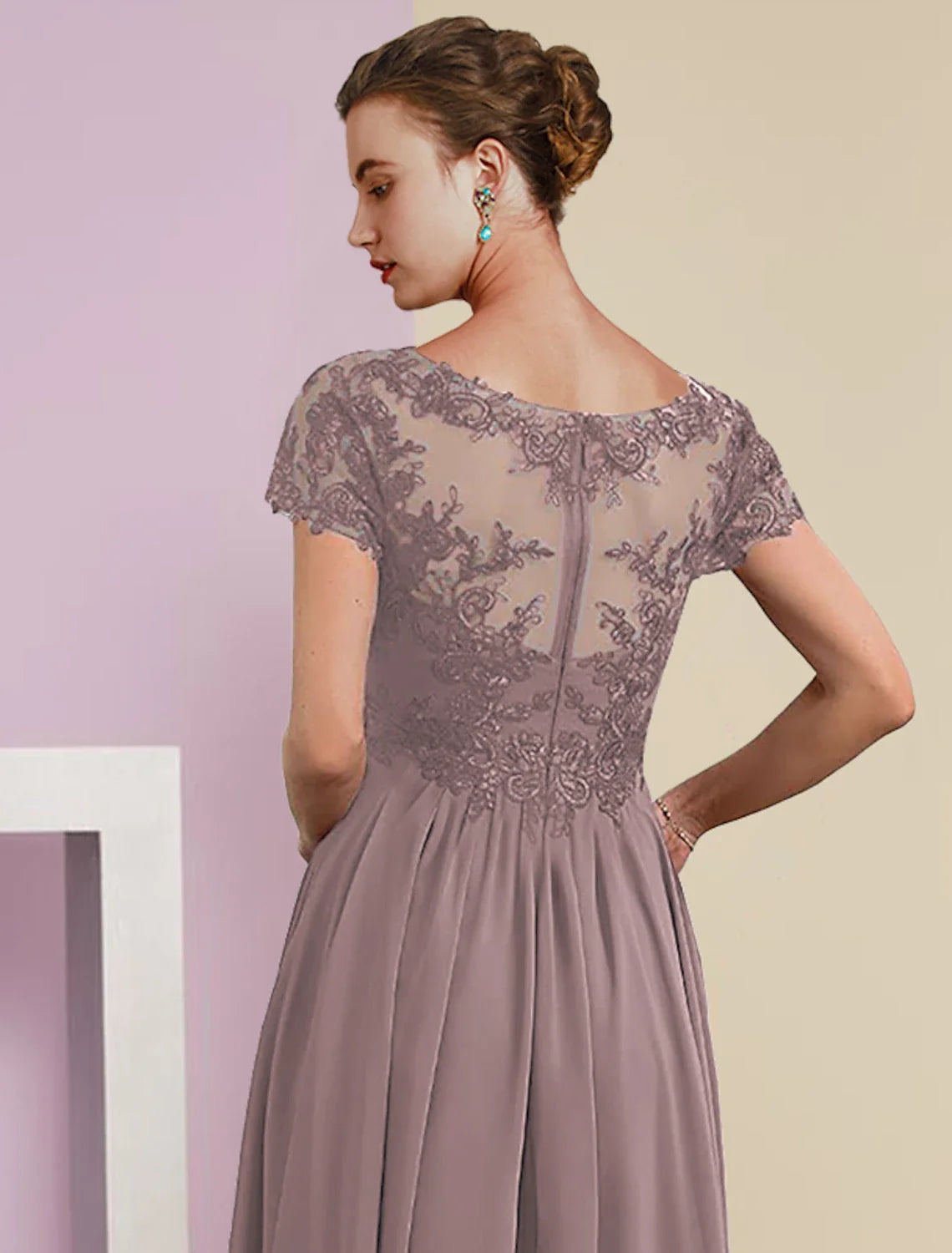 A-Line V-Neck Chiffon Short Sleeve Pleated Mini Wedding Dress - Chloe Dress