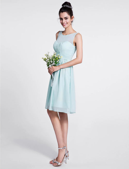 A-Line Chiffon Sleeveless Knee-Length Wedding Dress - Chloe Dress