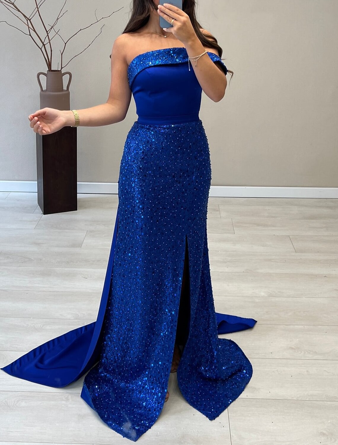 Black Mermaid Strapless Satin Sleeveless Train Evening Gown - Chloe Dress