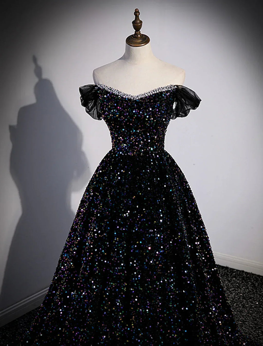 Ball Gown Off-Shoulder Sequin Sleeveless Pleated Prom Gown - Chloe Dress