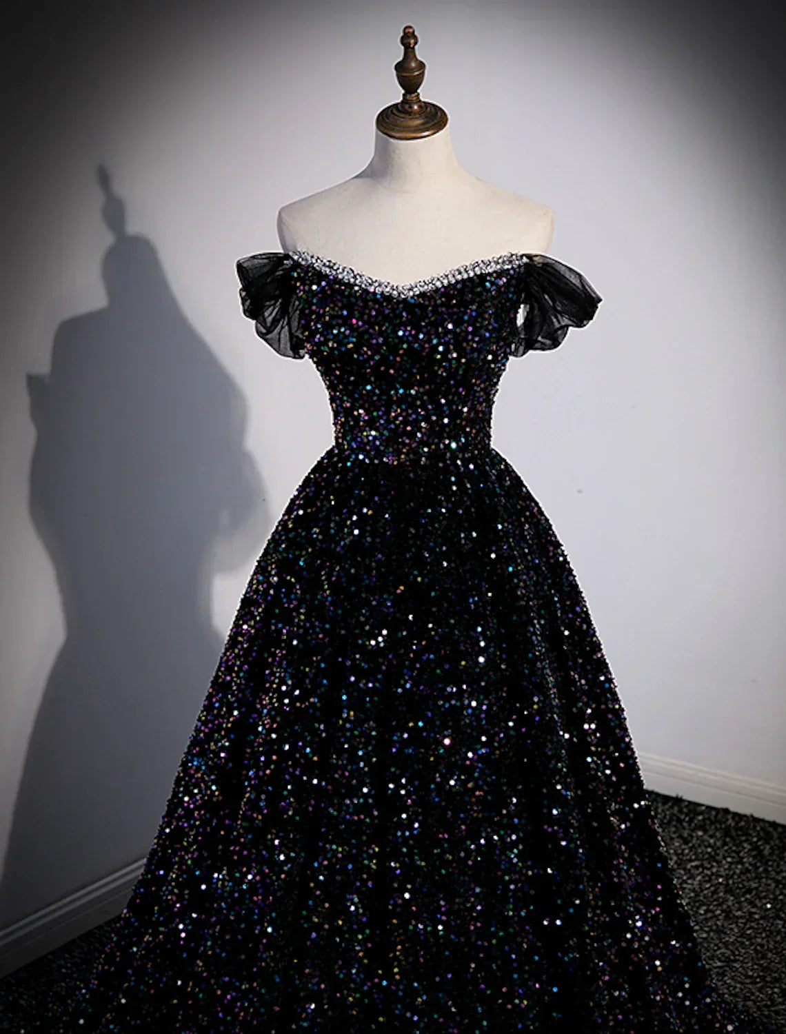 Ball Gown Off-Shoulder Sequin Sleeveless Pleated Prom Gown - Chloe Dress