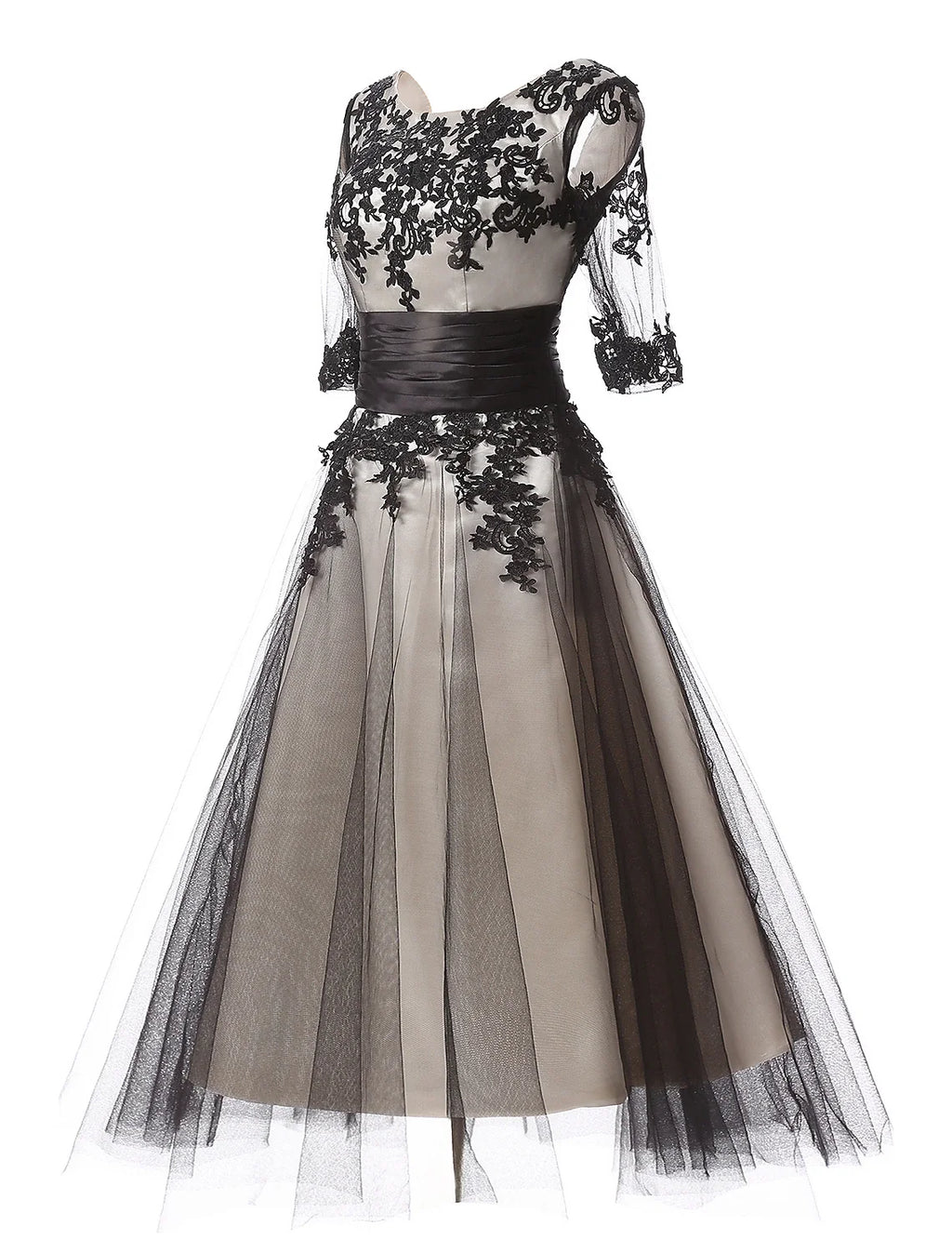 Ball Gown Lace Applique Ankle-Length Evening Gown - Chloe Dress