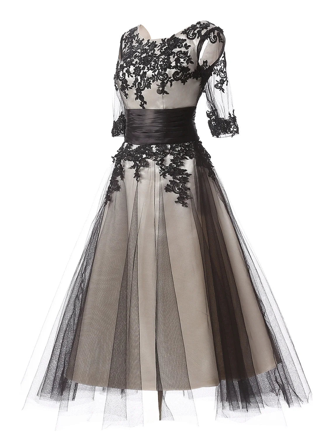 Ball Gown Lace Applique Ankle-Length Evening Gown - Chloe Dress