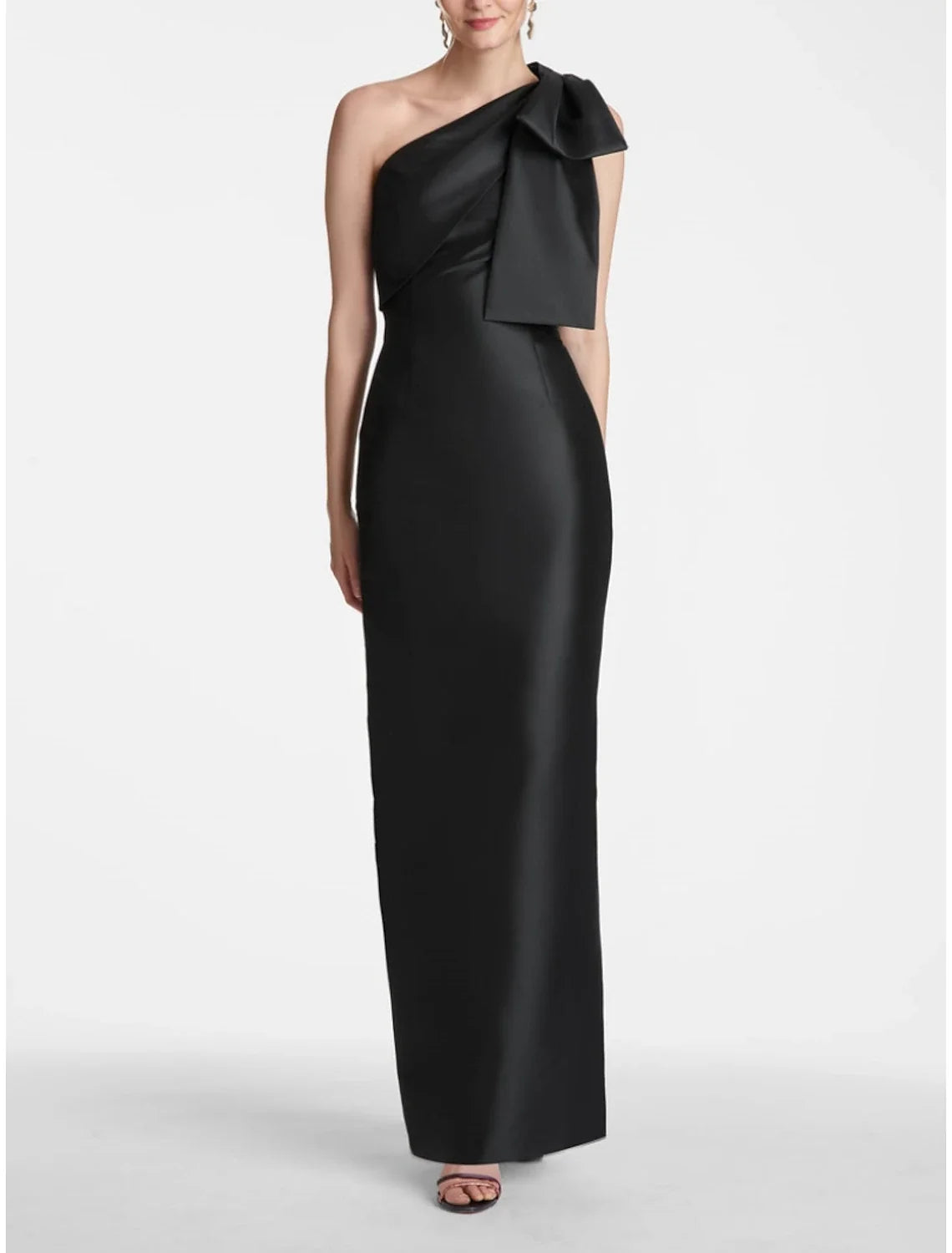 Champagne Mermaid One-Shoulder Satin Sleeveless High Slit Ankle-Length Evening Gown - Chloe Dress