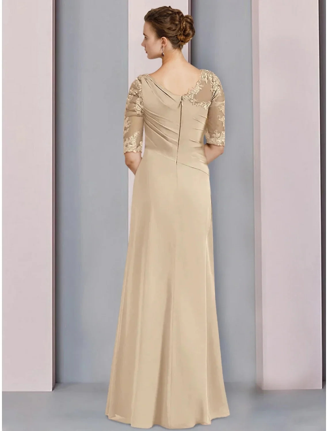 Sheath Chiffon Ruffled Floor-Length Wedding Dress - Chloe Dress