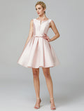 A-Line Satin Sleeveless Pleated Knee-Length Homecoming Dress - Chloe Dress