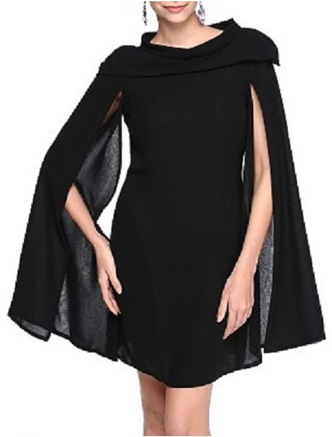 Black A-Line Chiffon Sleeveless Pleated Mini Wedding Dress - Chloe Dress