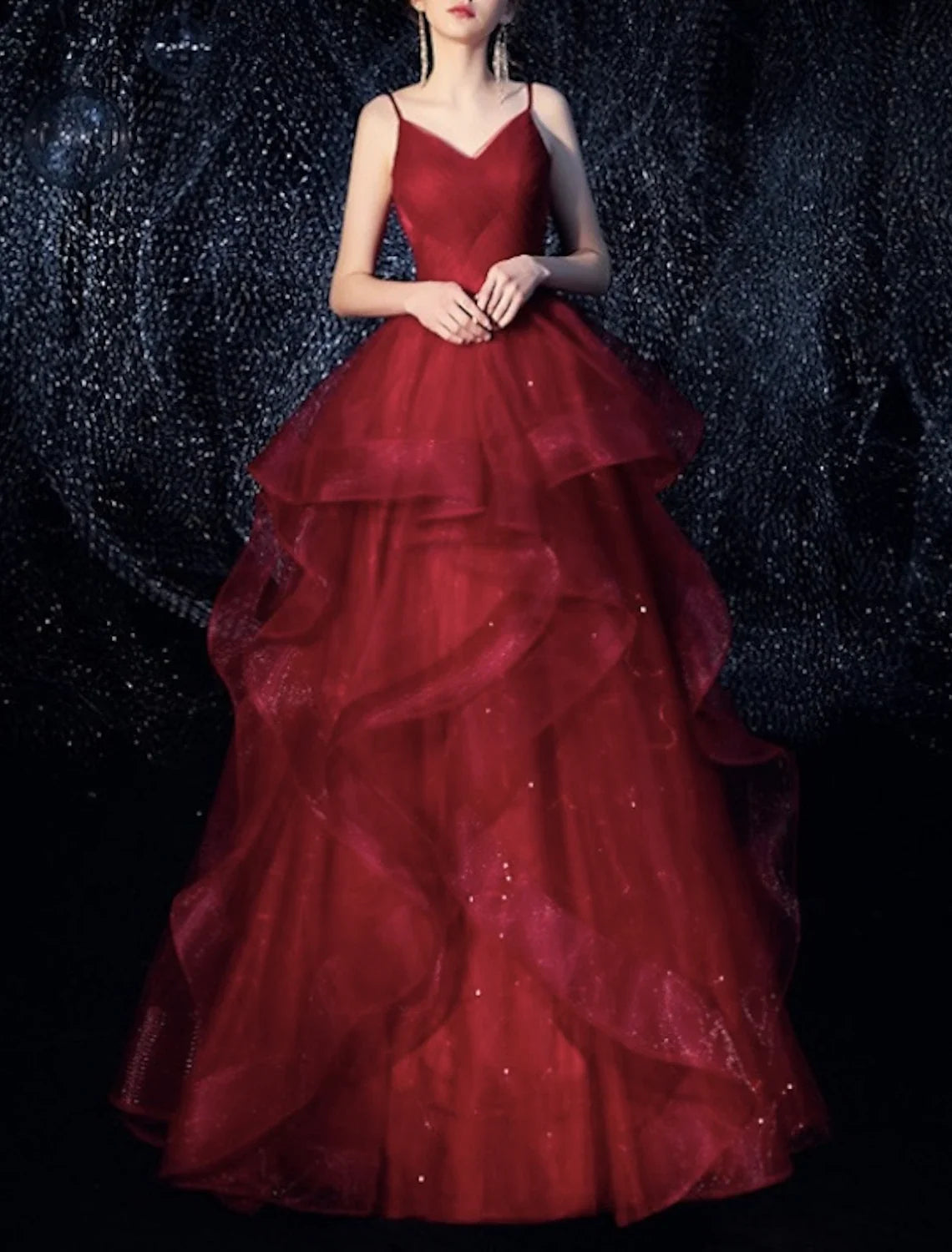 A-Line Spaghetti Strap Tulle Sleeveless Floor-Length Evening Dress - Chloe Dress