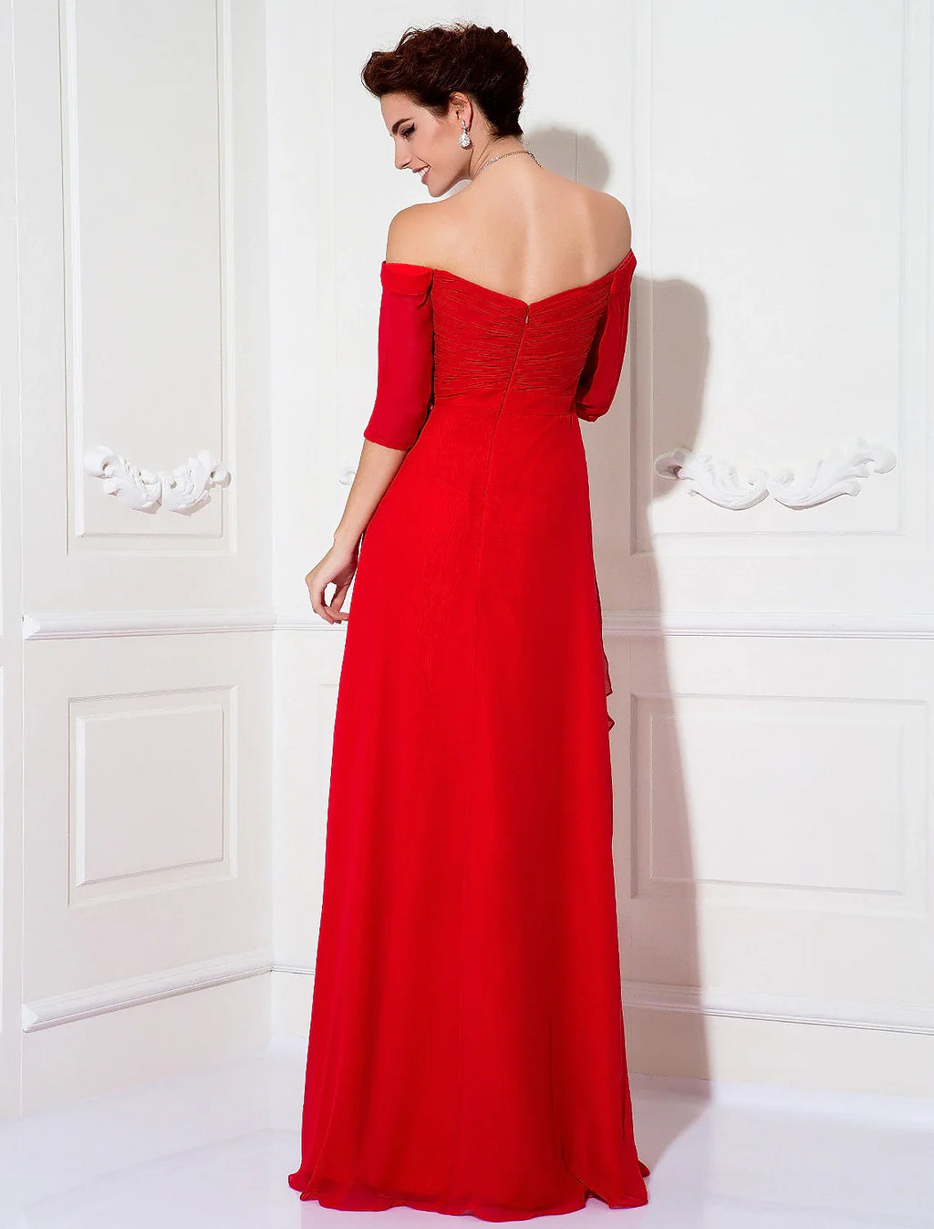 Sheath Off-Shoulder Chiffon Train Mini Evening Dress - Chloe Dress