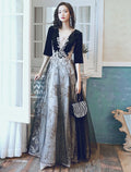 A-Line Illusion Sequin Applique Floor-Length Evening Dress - Chloe Dress