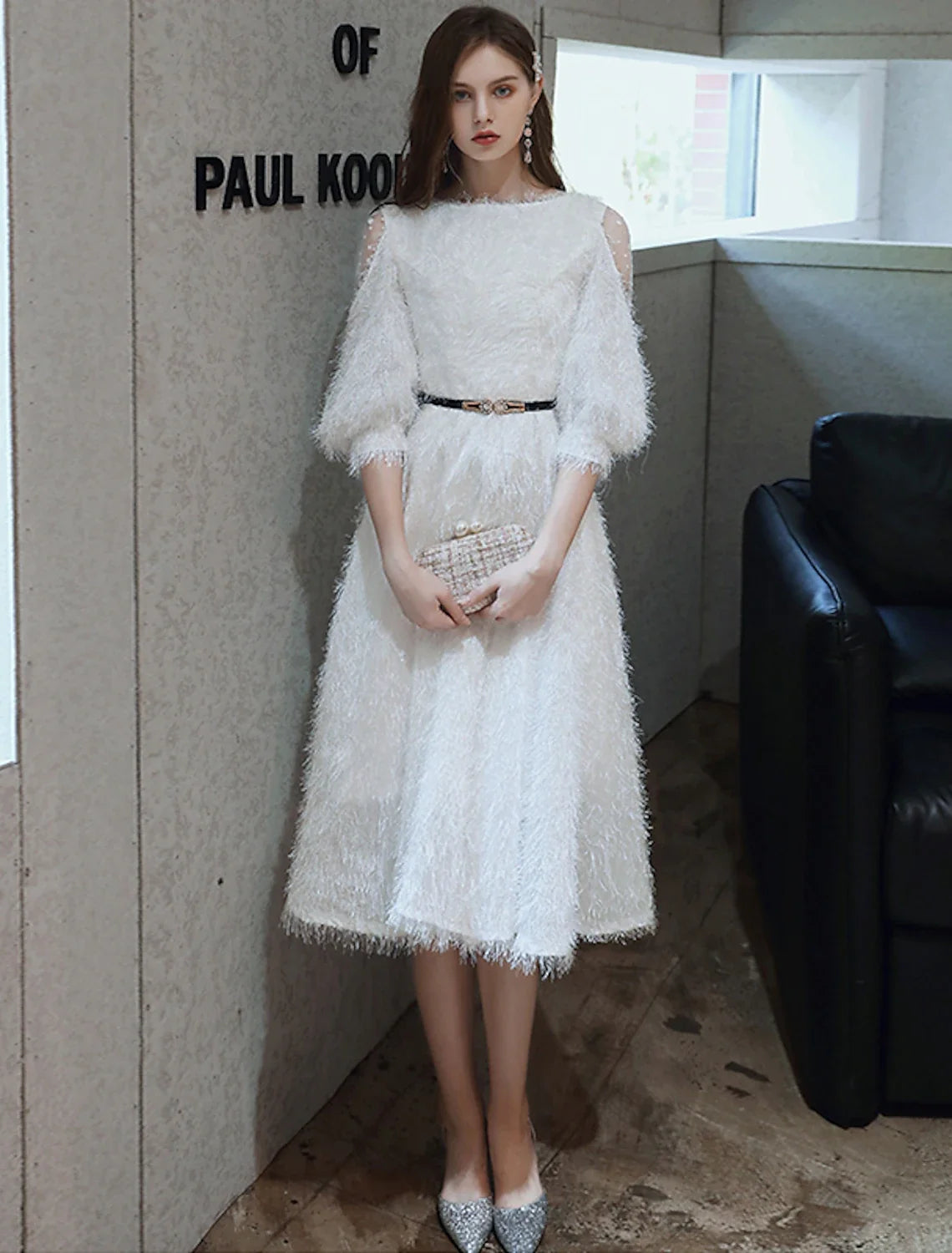 A-Line Three-Quarter Sleeve Tea-Length Cocktail Dress - Chloe Dress