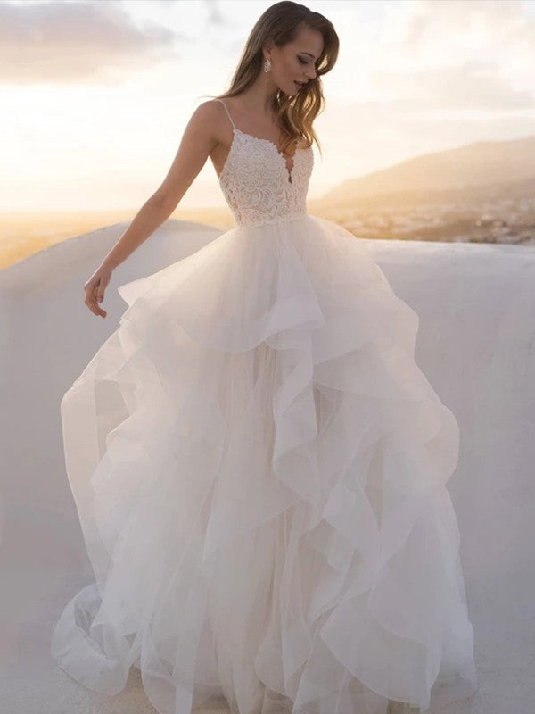 Princess V-Neck Lace Sleeveless Wedding Dress - Chloe Dress