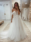 A-Line Tulle Sleeveless Train Wedding Dress - Chloe Dress