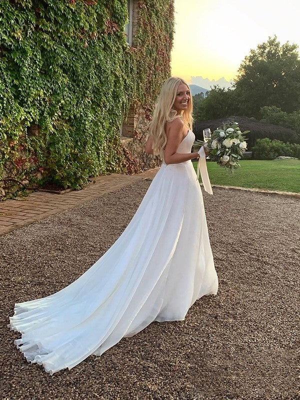 A-Line Sweetheart Organza Sleeveless Ruffled Wedding Dress - Chloe Dress