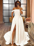 A-Line Crepe Sleeveless Train Wedding Dress - Chloe Dress