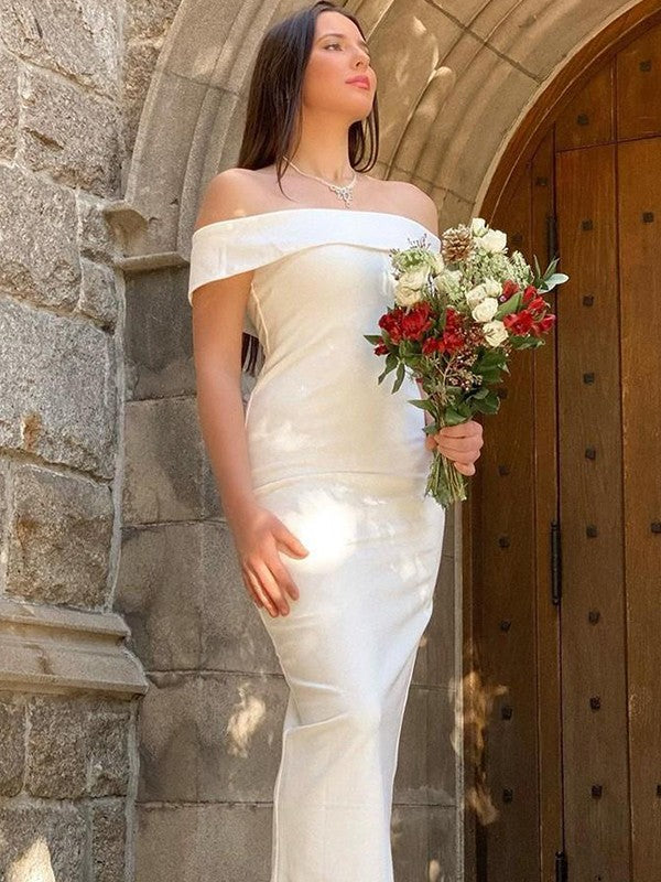 Sheath Crepe Sleeveless Ruffled Floor-Length Wedding Dress - Chloe Dress