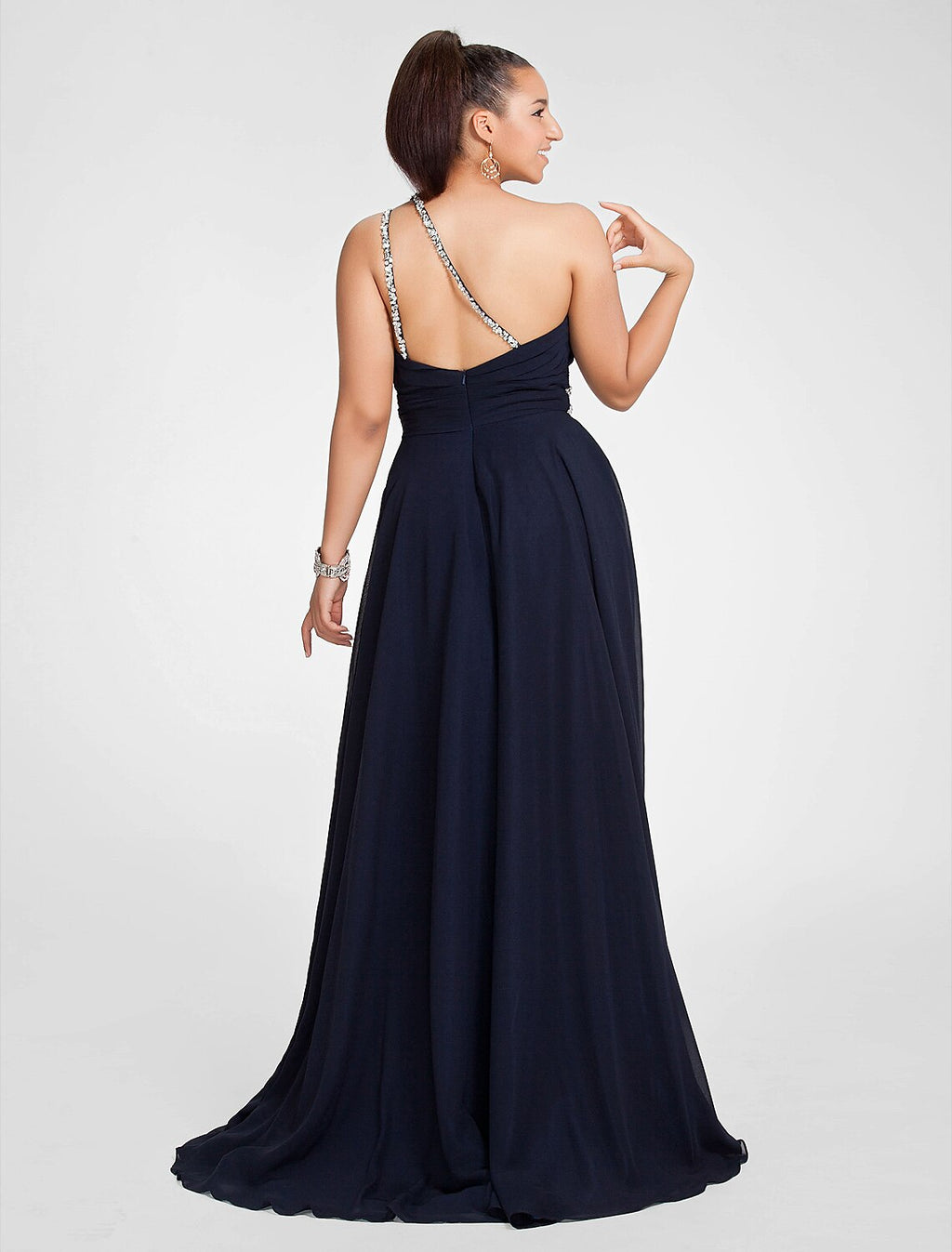 A-Line One-Shoulder Chiffon Sleeveless Train Prom Dress - Chloe Dress