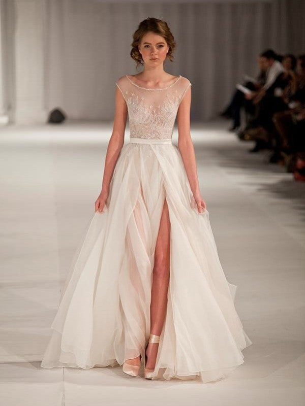 A-Line Organza Short Sleeve Floor-Length Prom Dress - Chloe Dress