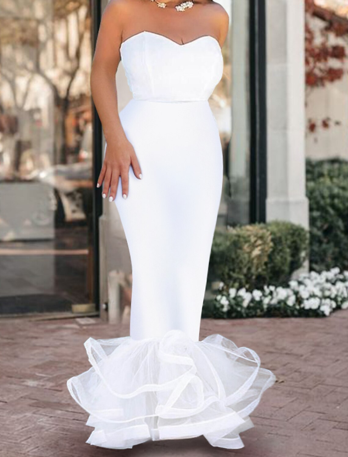 Mermaid Strapless Sleeveless Ruffled Floor-Length Evening Gown - Chloe Dress