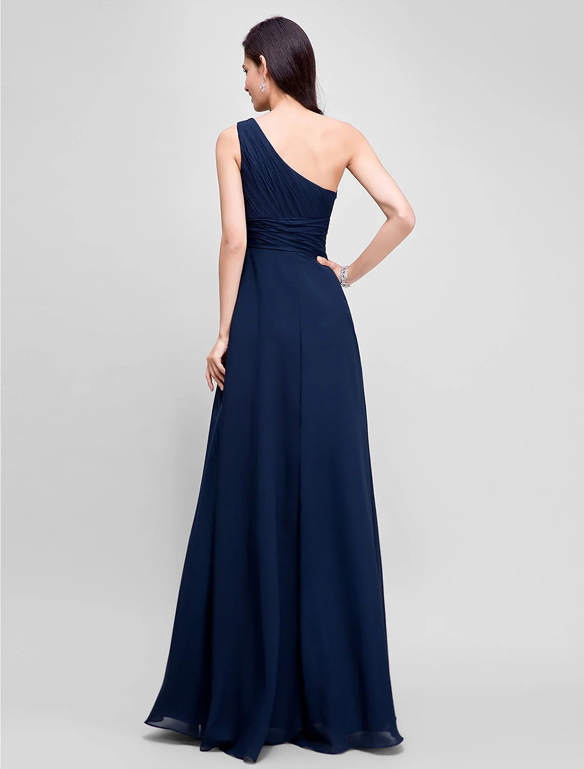 Sheath One-Shoulder Chiffon Sleeveless Floor-Length Evening Dress - Chloe Dress