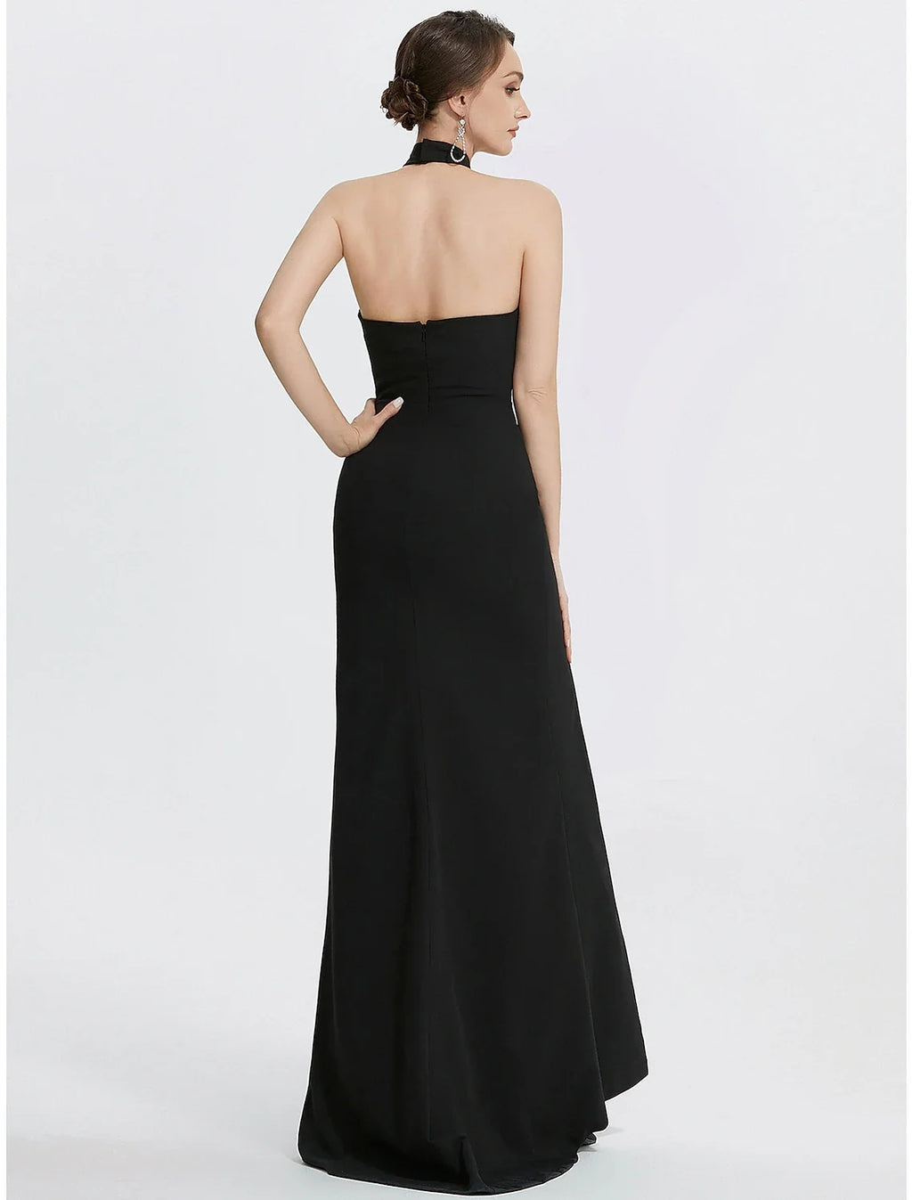 Black Sheath Halter Sleeveless Floor-Length Evening Gown - Chloe Dress
