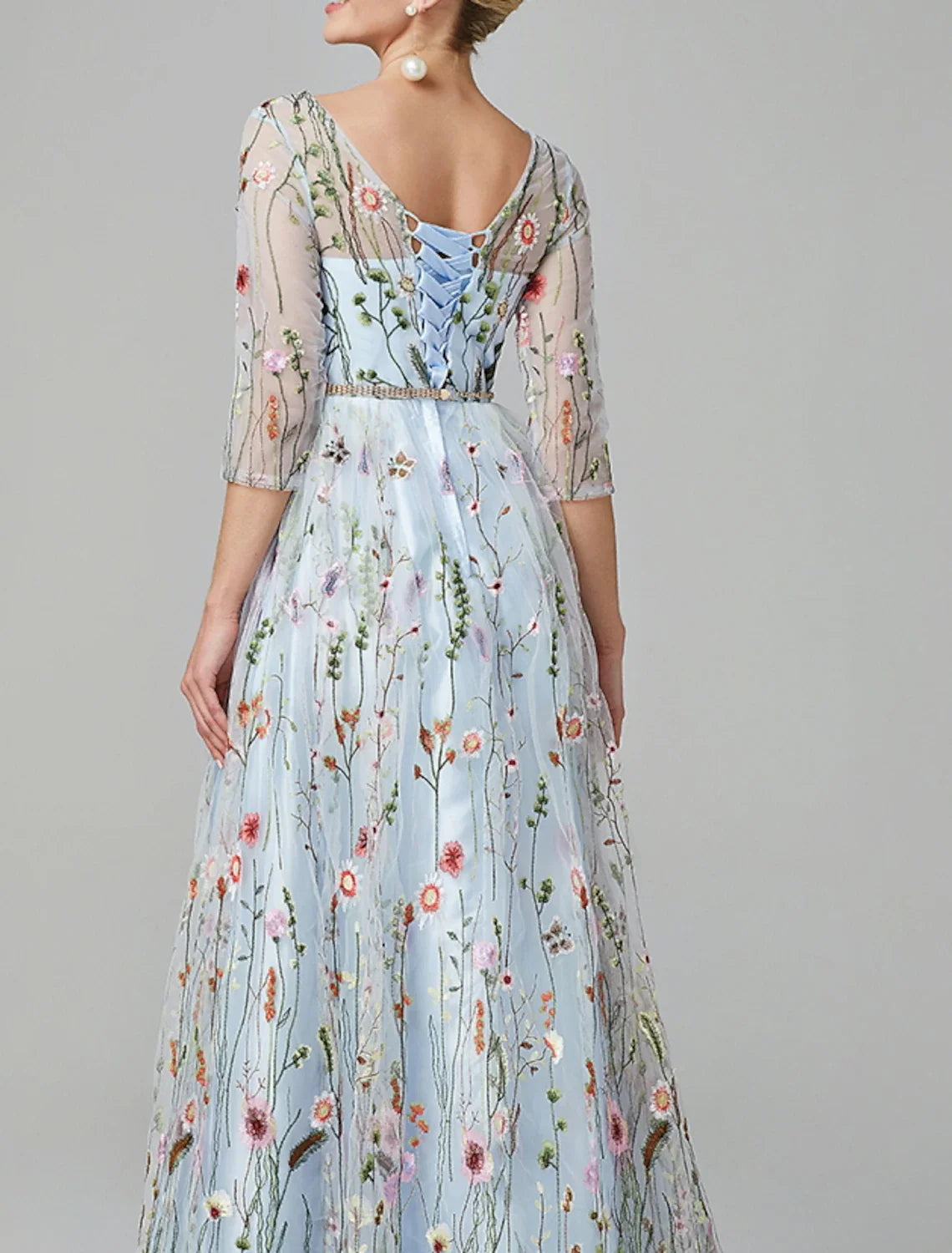 A-Line Lace Applique Tea-Length Prom Dress - Chloe Dress