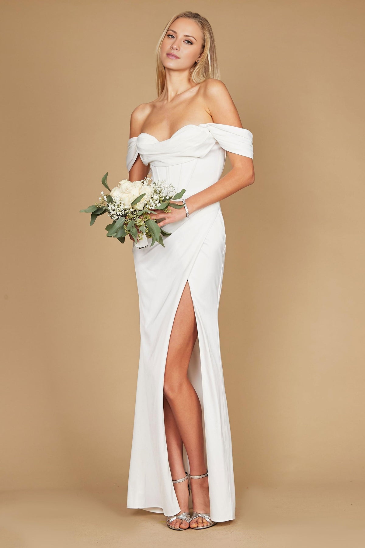 Satin High Slit Floor-Length Evening Gown - Chloe Dress