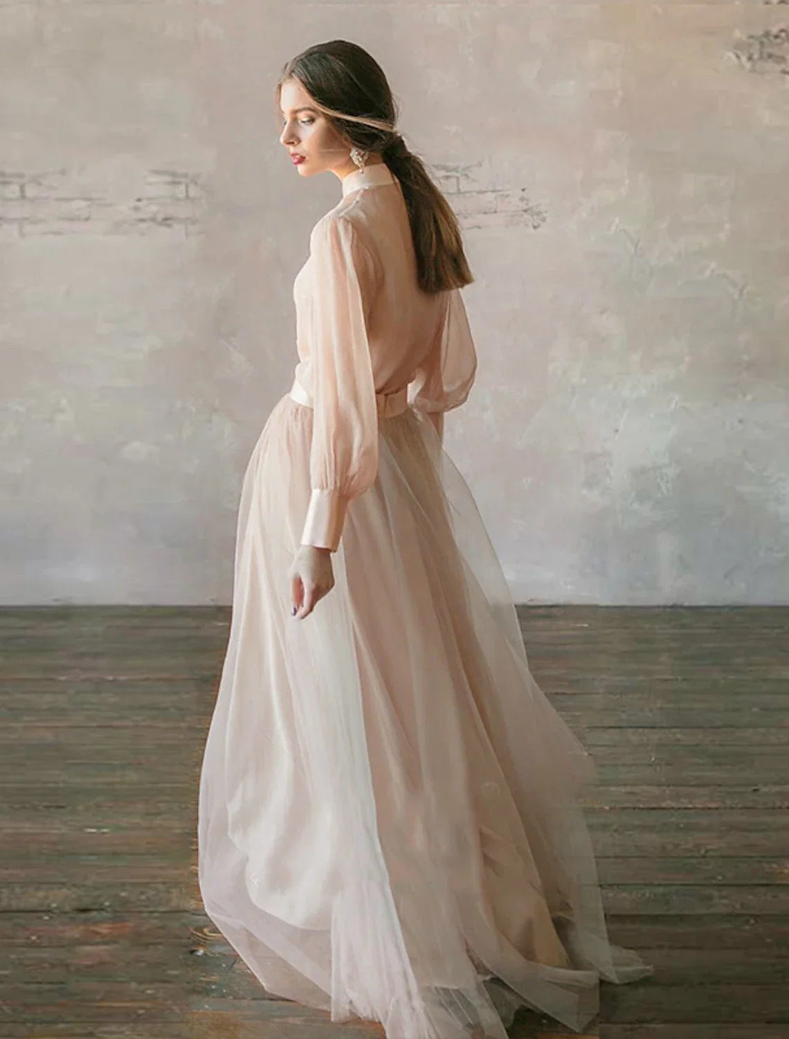 Chiffon Long Sleeve Floor-Length Wedding Dress - Chloe Dress