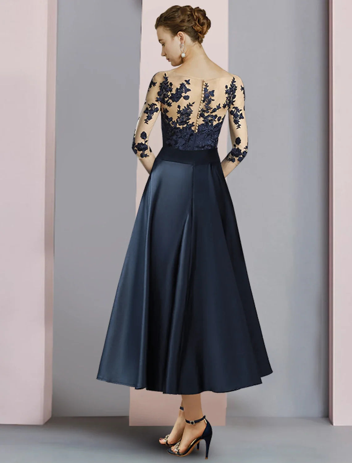 Sheath Satin Pleated Ankle-Length Wedding Dress - Chloe Dress