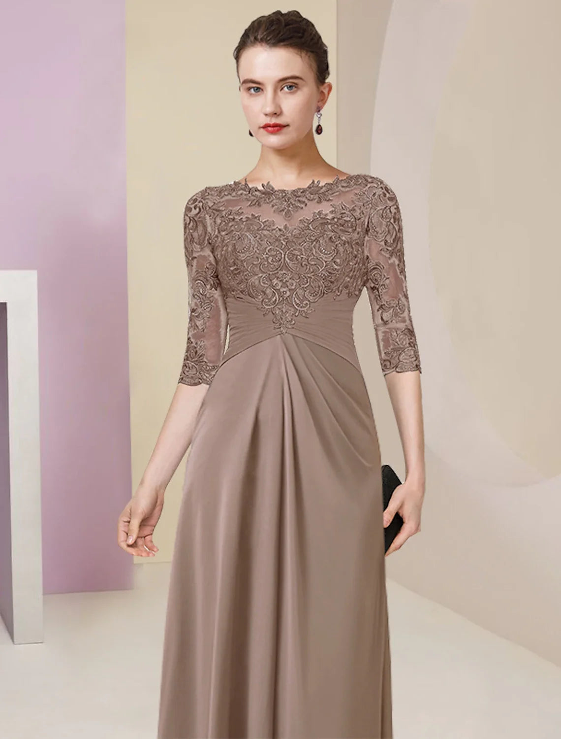 Sheath Chiffon Pleated Floor-Length Dress - Chloe Dress