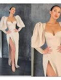 Mermaid Sweetheart Long Sleeve Button Back High Slit Floor-Length Wedding Dress - Chloe Dress