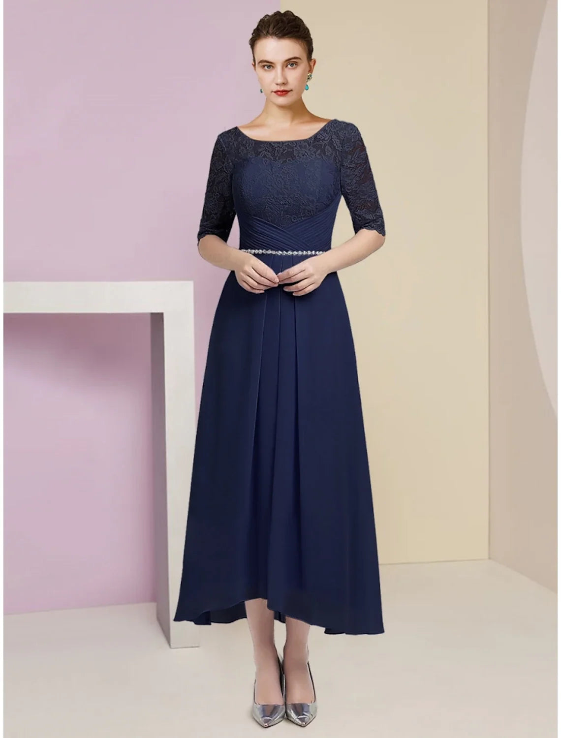 A-Line Chiffon Ankle-Length Wedding Dress - Chloe Dress