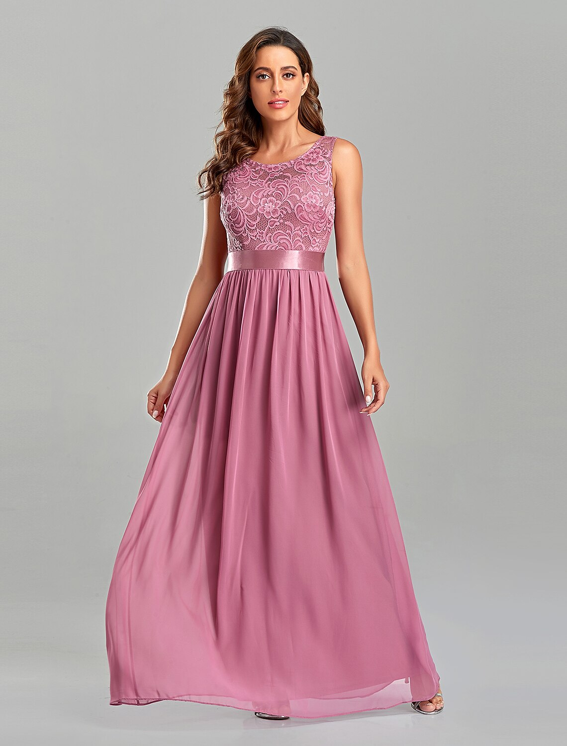 A-Line Chiffon Short Sleeve Floor-Length Evening Gown - Chloe Dress