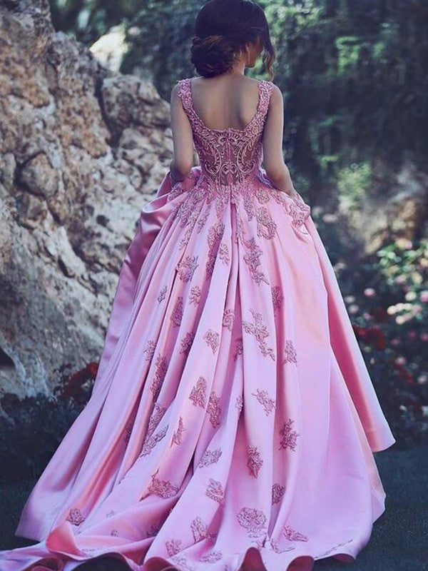 A-Line Sweetheart Satin Sleeveless Train Dress - Chloe Dress