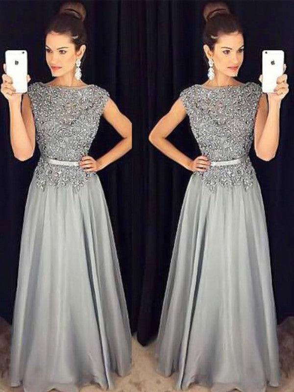 A-Line Chiffon Sleeveless Applique Floor-Length Dress - Chloe Dress
