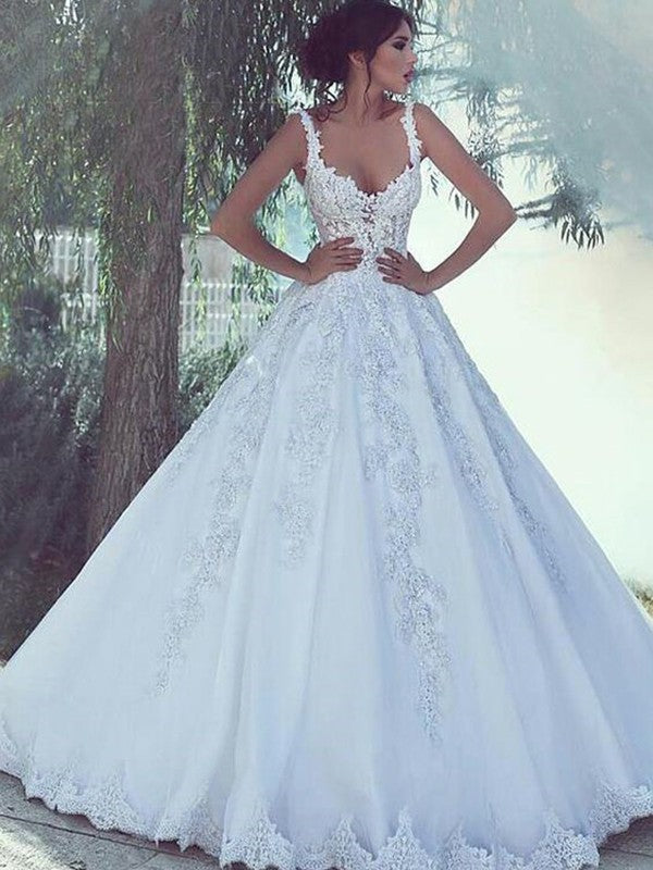 Ball Gown Satin Sleeveless Train Wedding Gown - Chloe Dress