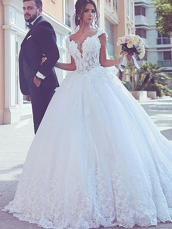 Ball Gown Sweetheart Tulle Sleeveless Train Wedding Gown - Chloe Dress