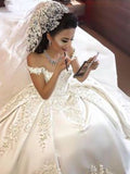 Ball Gown Satin Sleeveless Train Wedding Gown - Chloe Dress