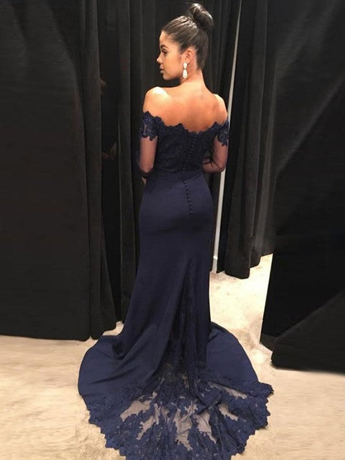 Mermaid Lace Long Sleeve Train Dress - Chloe Dress
