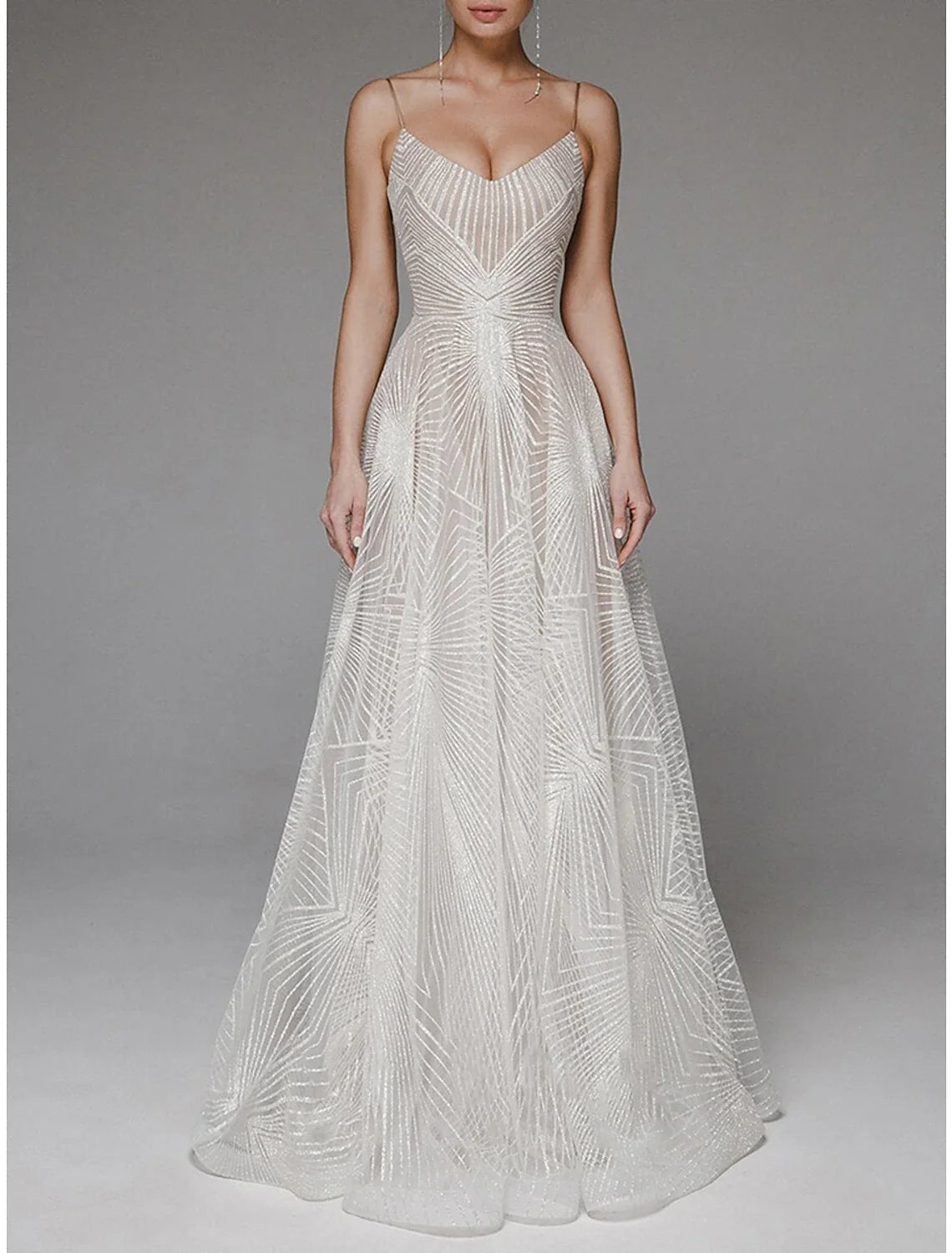A-Line Spaghetti Strap Tulle Sleeveless Backless Floor-Length Prom Dress - Chloe Dress