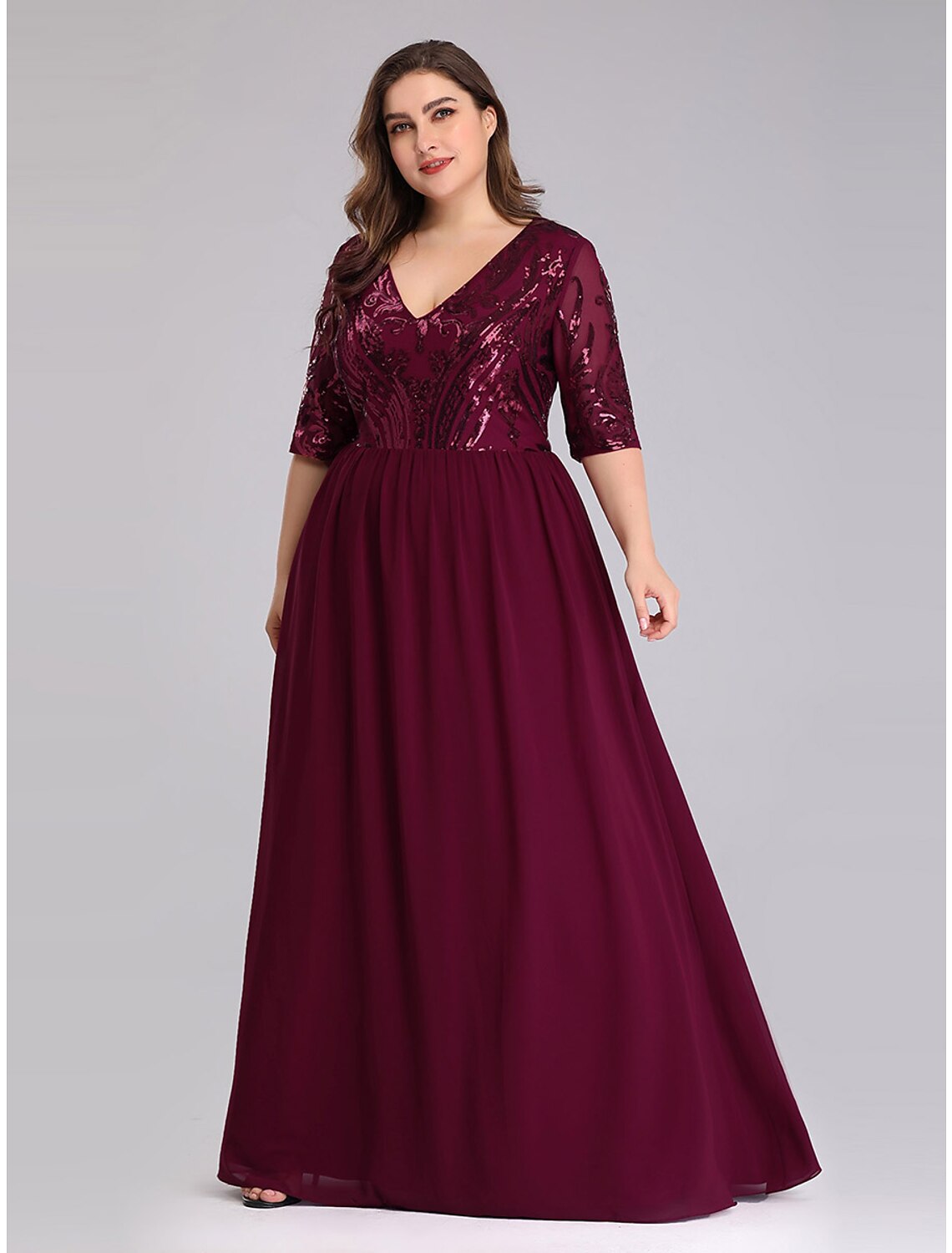A-Line Plunging Chiffon Floor-Length Prom Dress - Chloe Dress